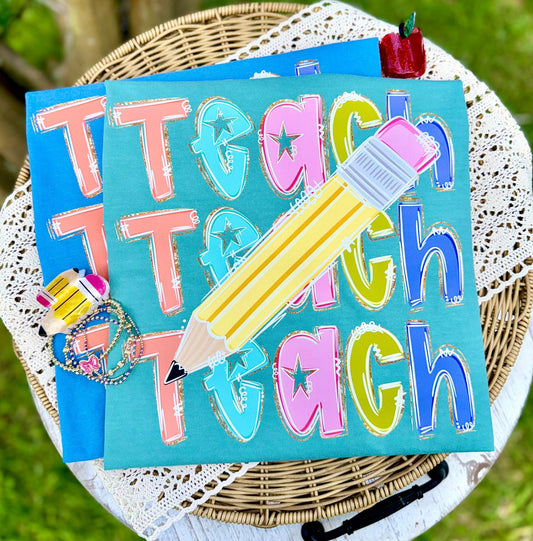 Teach Stacked Pencil NOT CUSTOM- DTF transfer