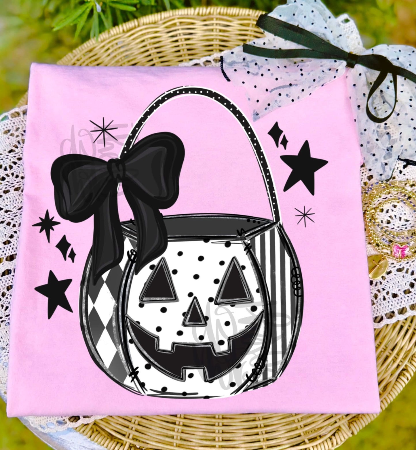 Black & White Halloween Bucket - DTF Transfer
