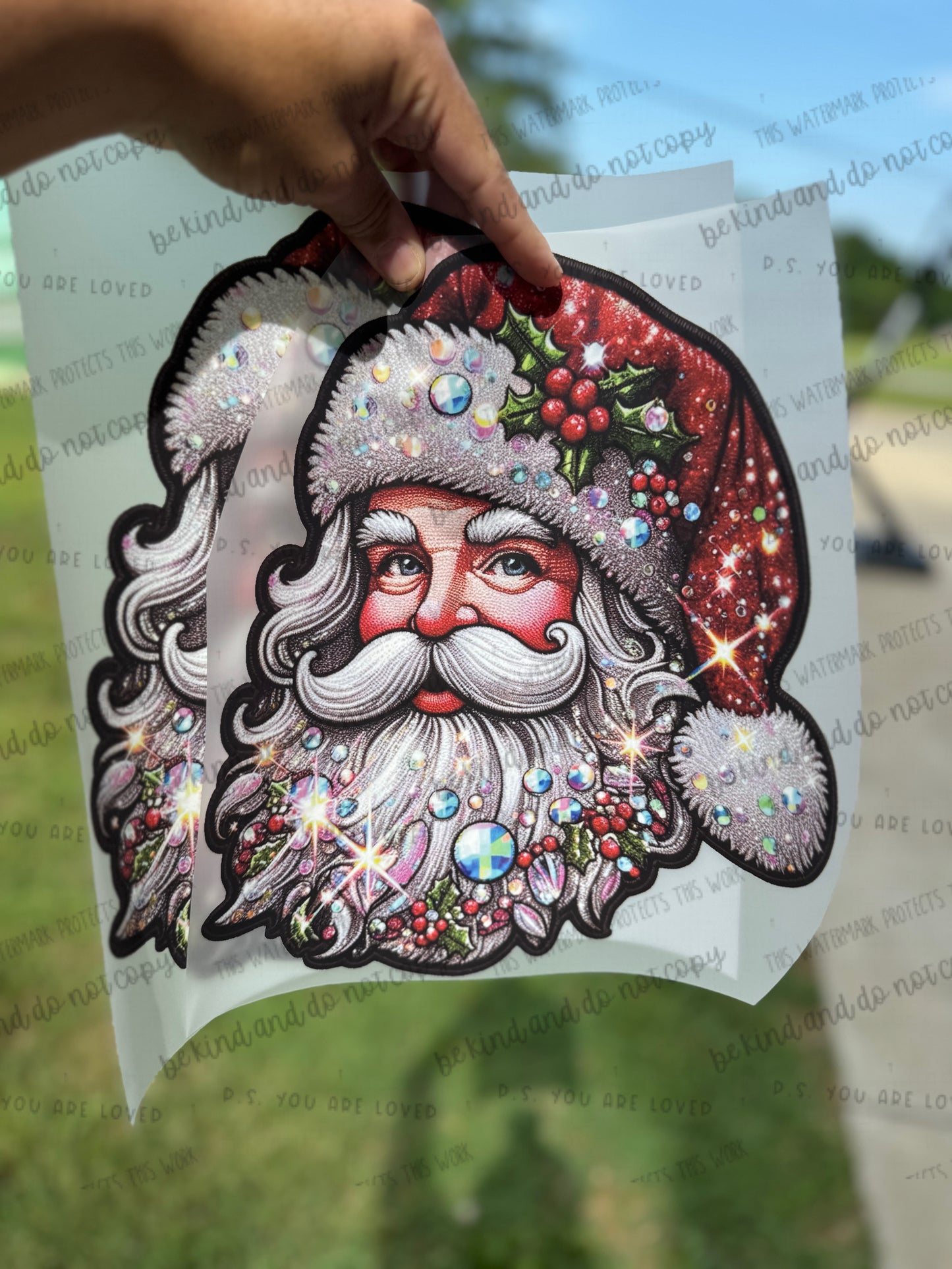 Sparkly Santa Faux(fake) embroidery-DTF Transfers