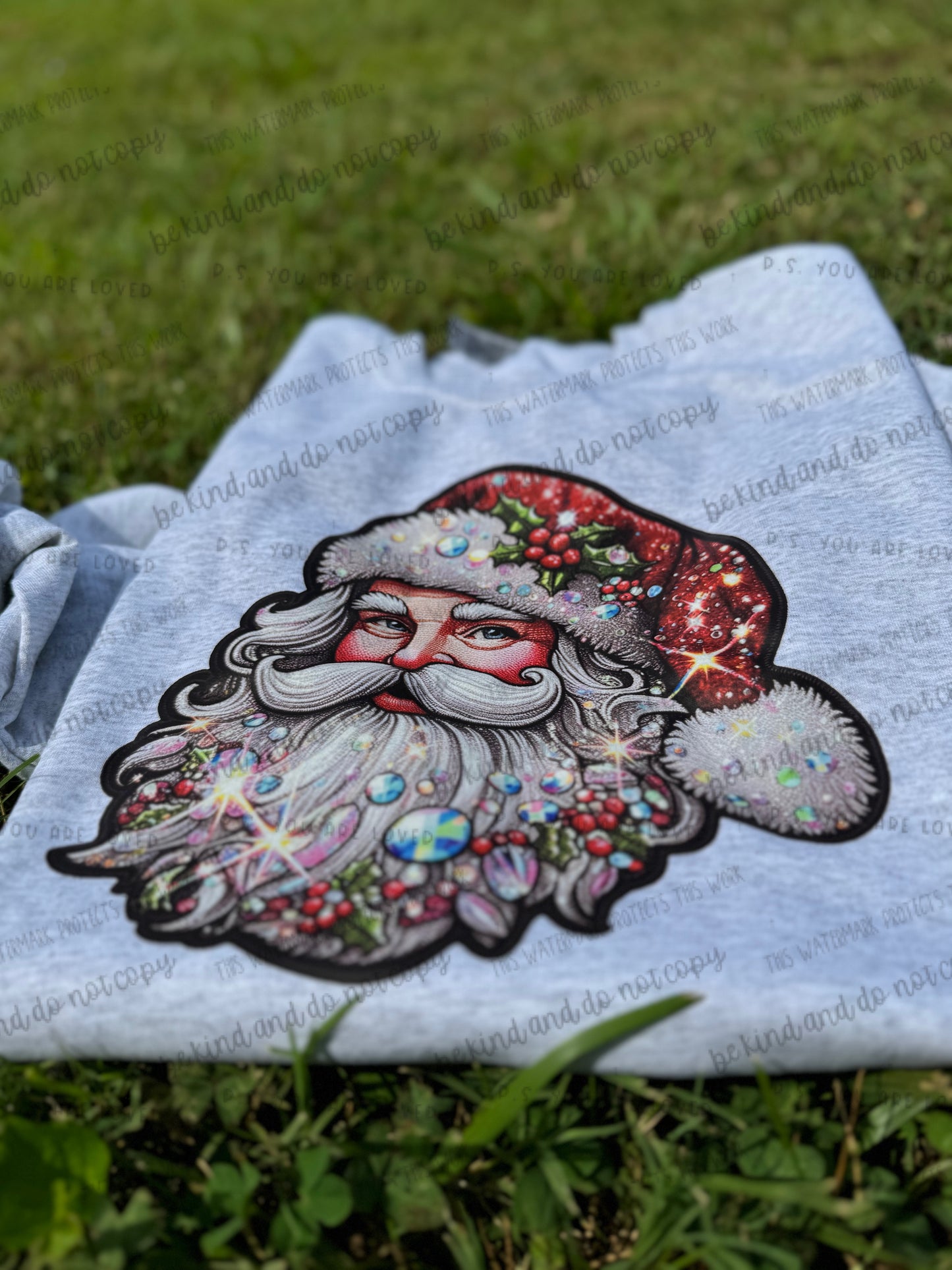 Sparkly Santa Faux(fake) embroidery-DTF Transfers