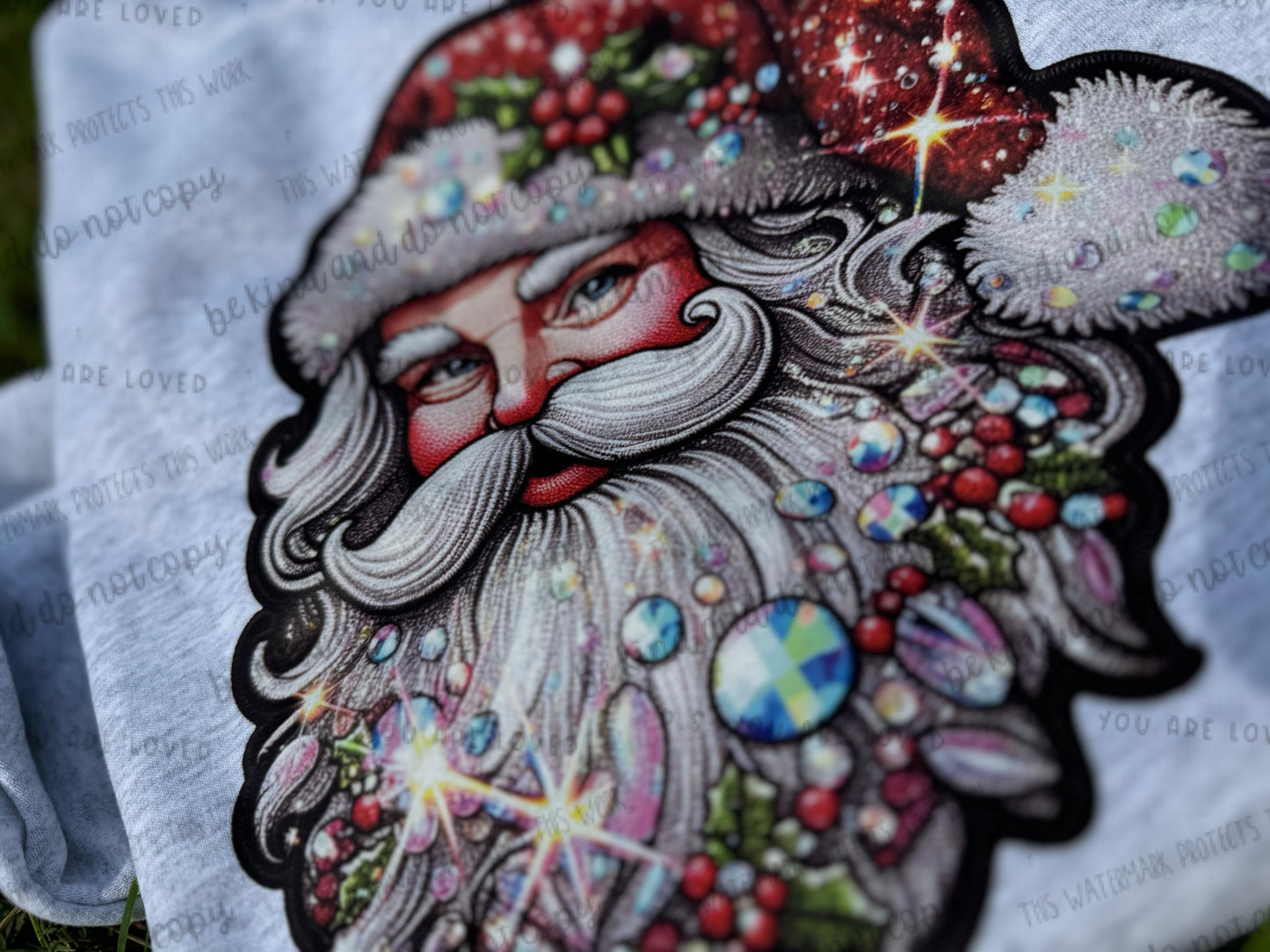 Sparkly Santa Faux(fake) embroidery-DTF Transfers