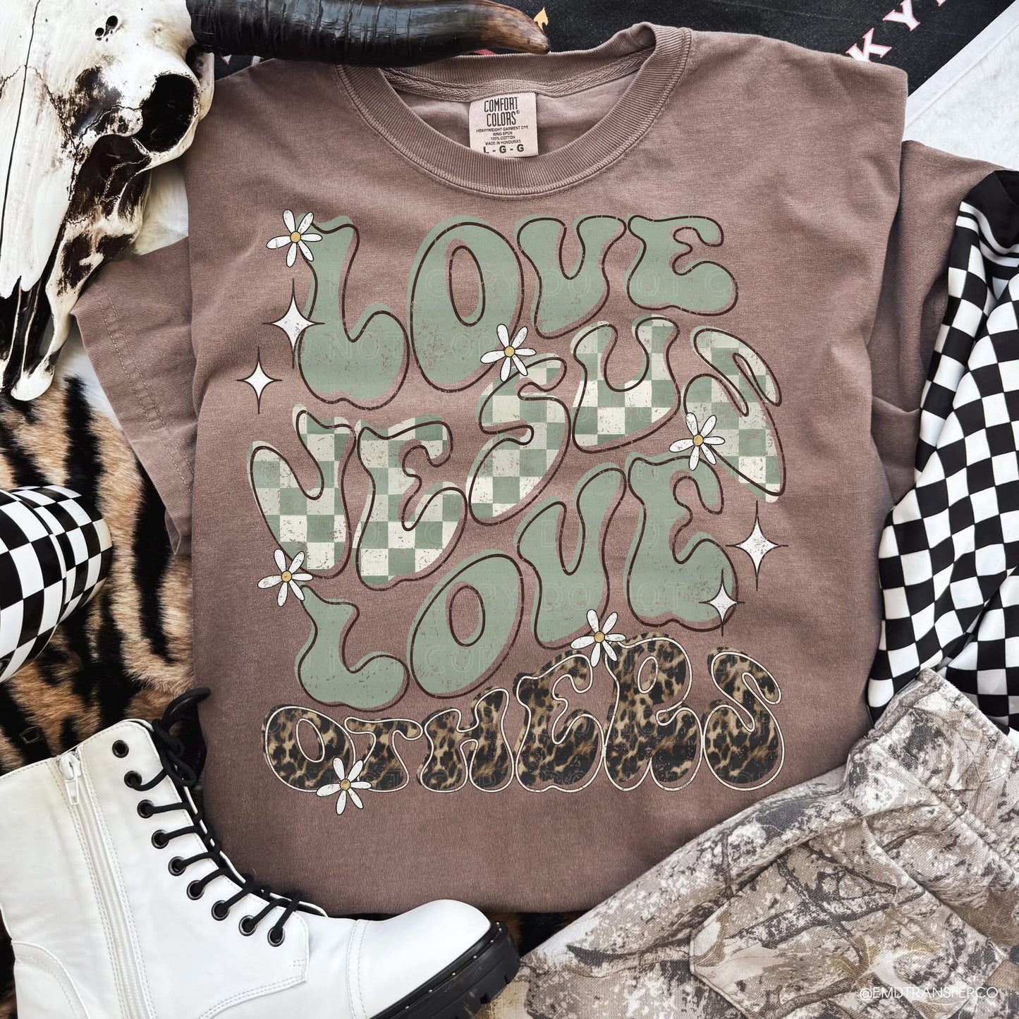 Love Jesus love others Checkered and leopard- DTF Transfer