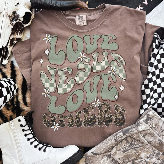 Love Jesus love others Checkered and leopard- DTF Transfer