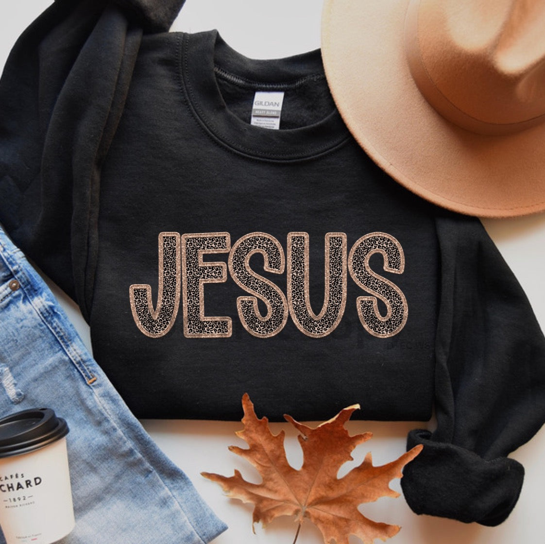 Jesus FAUX ( fake) embroidery wild vibes theme -dtf transferd