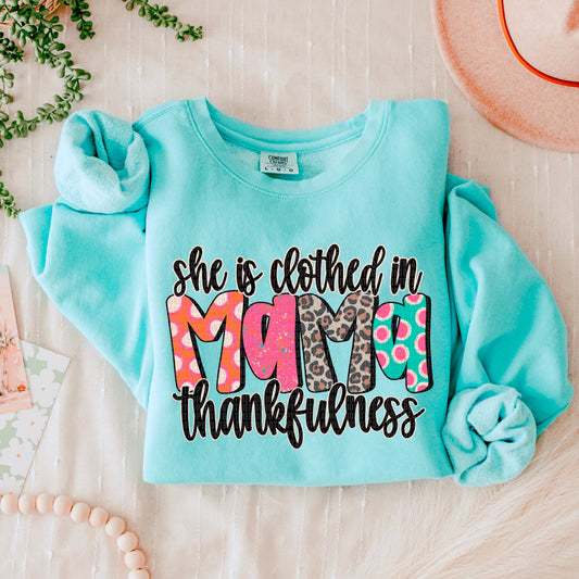 She is clothed in thankfulness- Personalized-  DTF Transfer