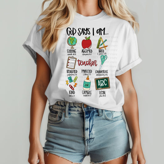 God say I am a Teacher -DTF Transfer