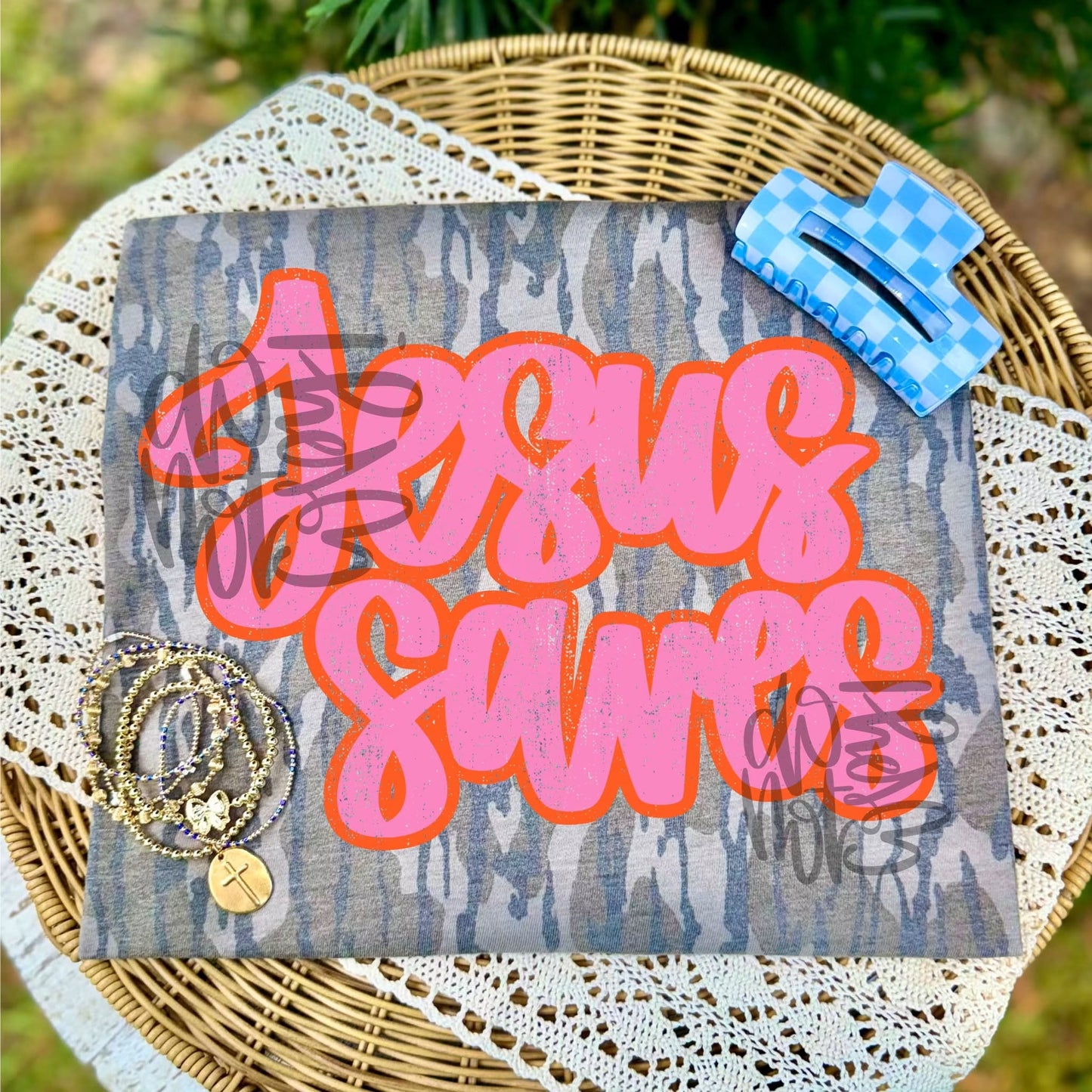 Jesus Saves Pink/Orange -DTF Transfer