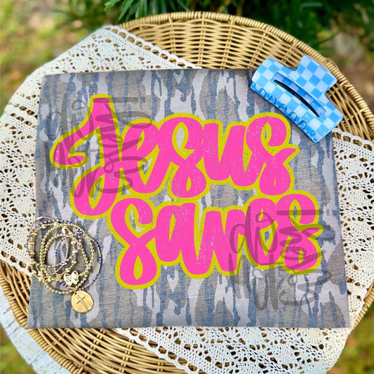 Jesus Saves Pink/Yellowish -DTF Transfer