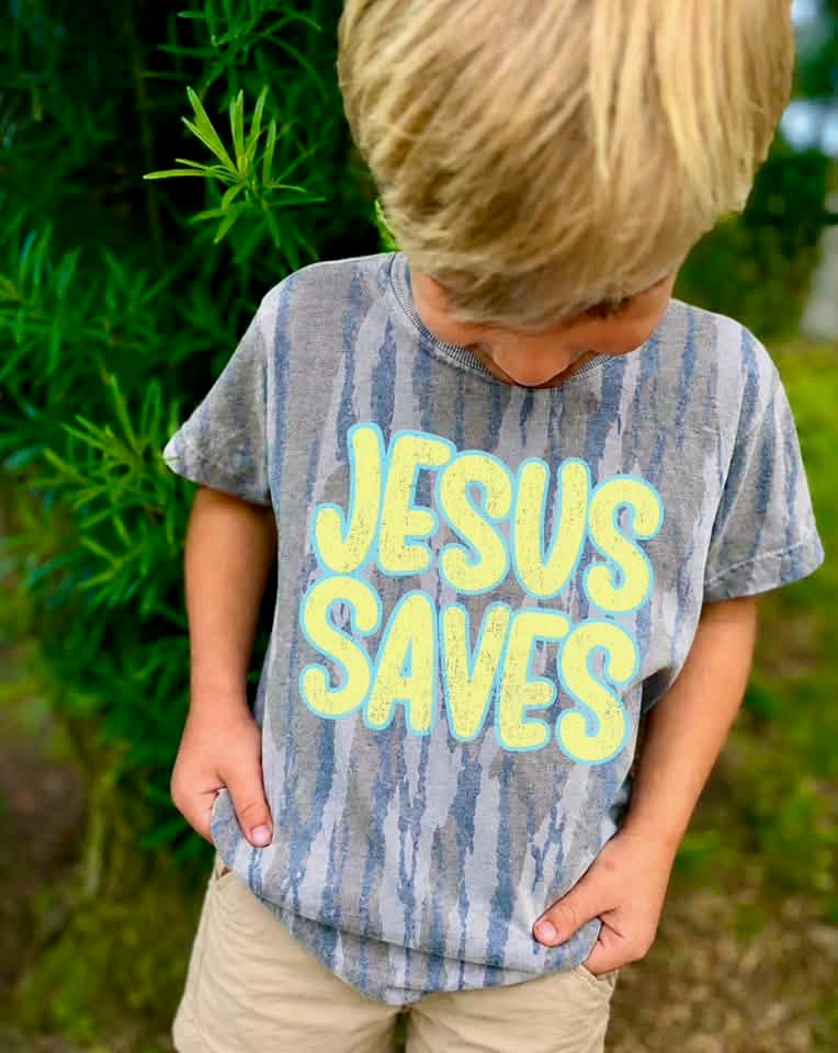 Jesus Saves Yellow/Blue-DTF Transfer