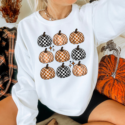Checkered Pumpkin Collage-DTF Transfer