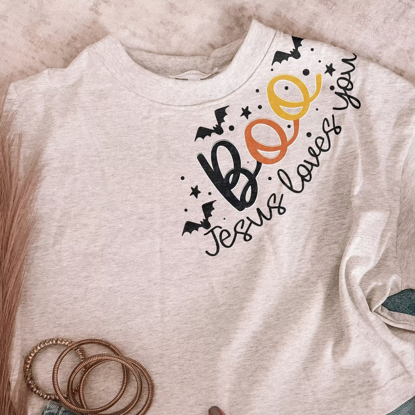 Boo Jesus Loves You Neck - DTF Transfer