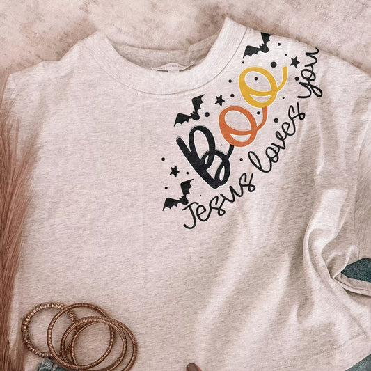Boo Jesus Loves You Neck - DTF Transfer