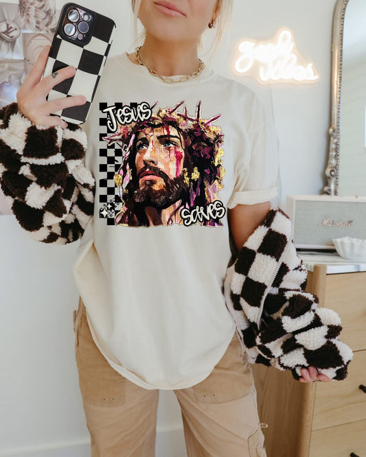 Jesus Saves Checkered Strokes RC - DTF Transfer