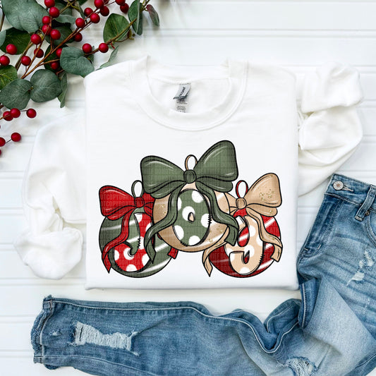 Joy christmas ornaments- completed sweatshirt