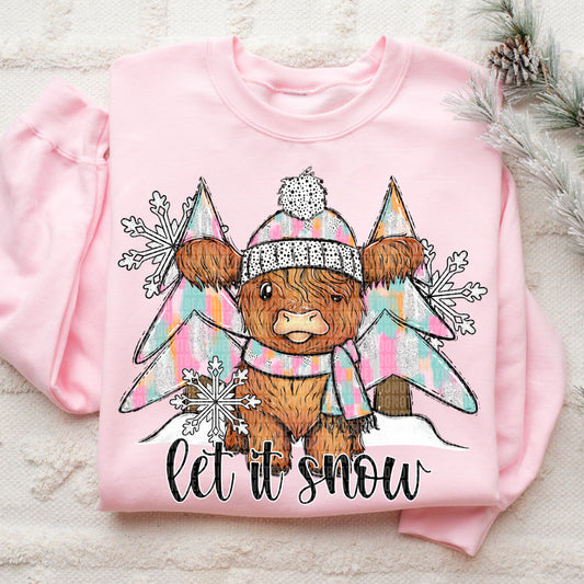 Let it snow-highlander- completed sweatshirt