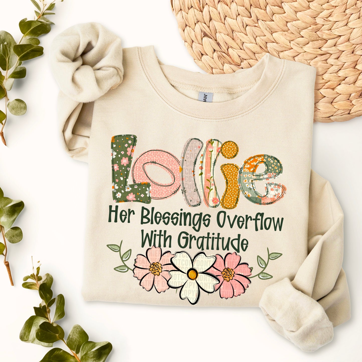 Lollie-Her blessings overflow with gratitude- Completed Sweatshirt
