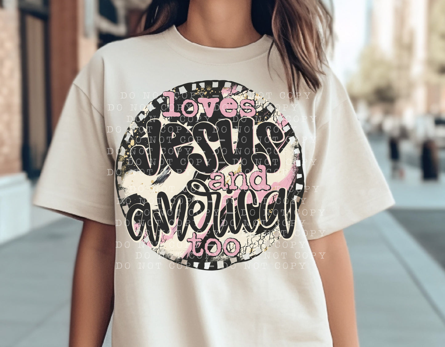 loves Jesus and America too- DTF Transfer
