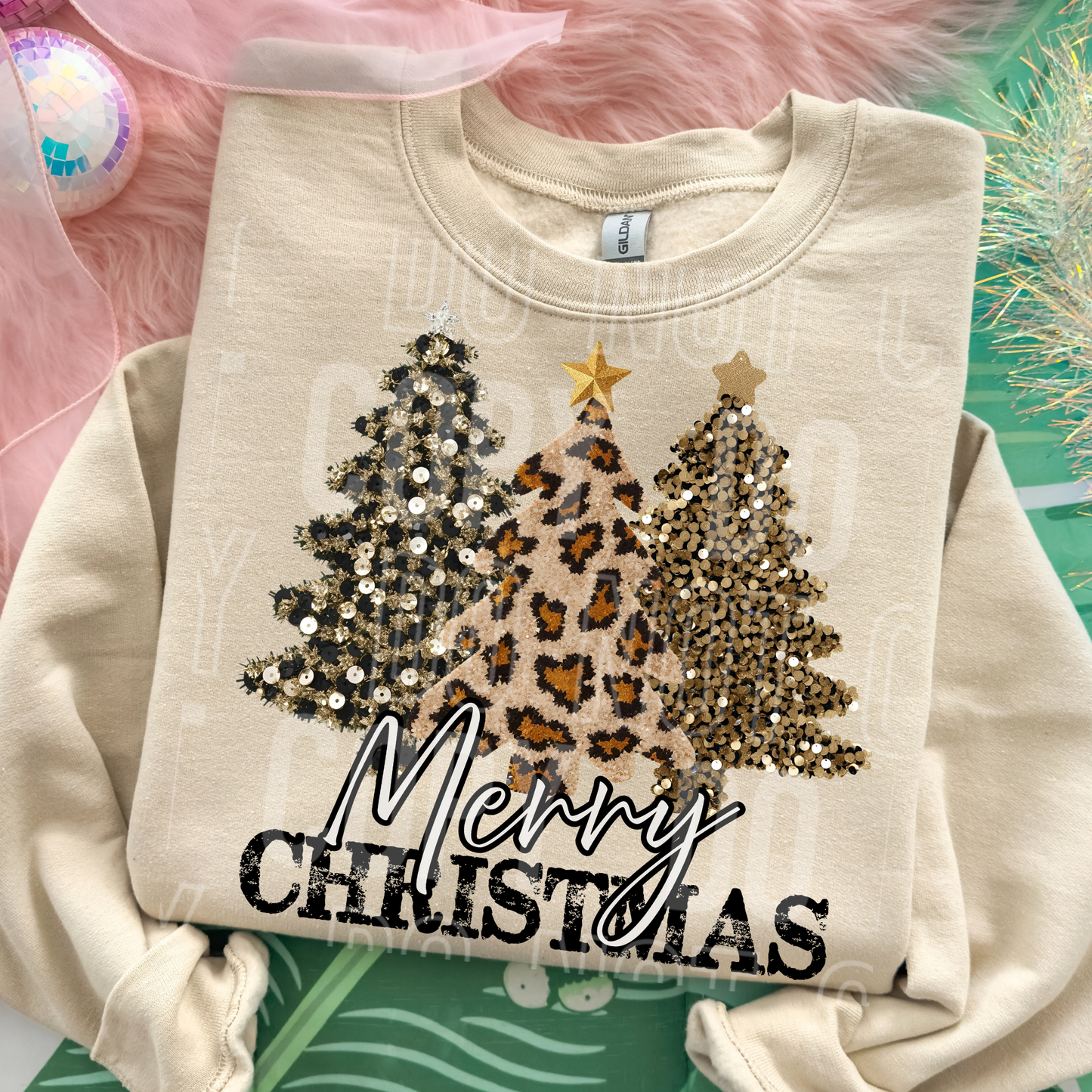 Merry Checkered leopard tree- DTF Transfer
