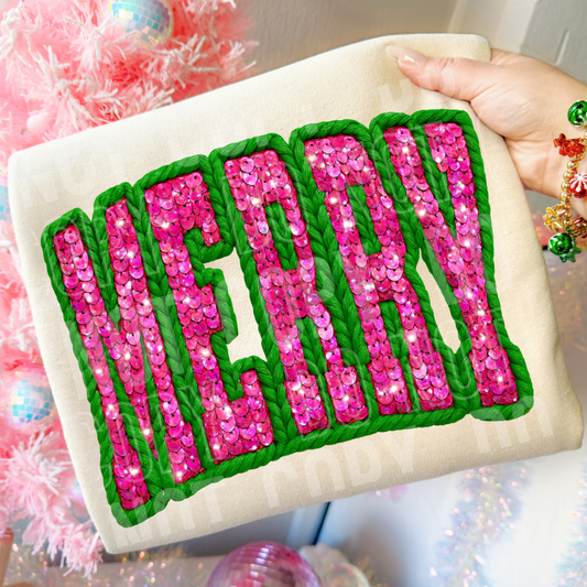 Merry Sequin yarn- DTF Transfer