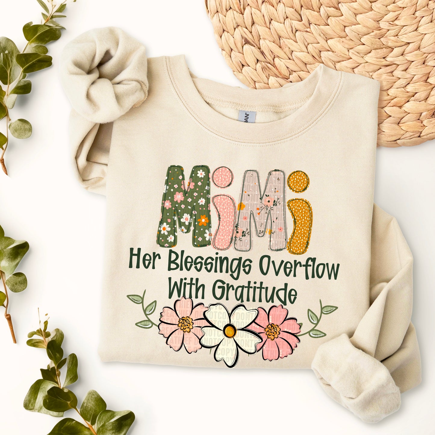 Mimi-Her blessings overflow with gratitude- Completed Sweatshirt