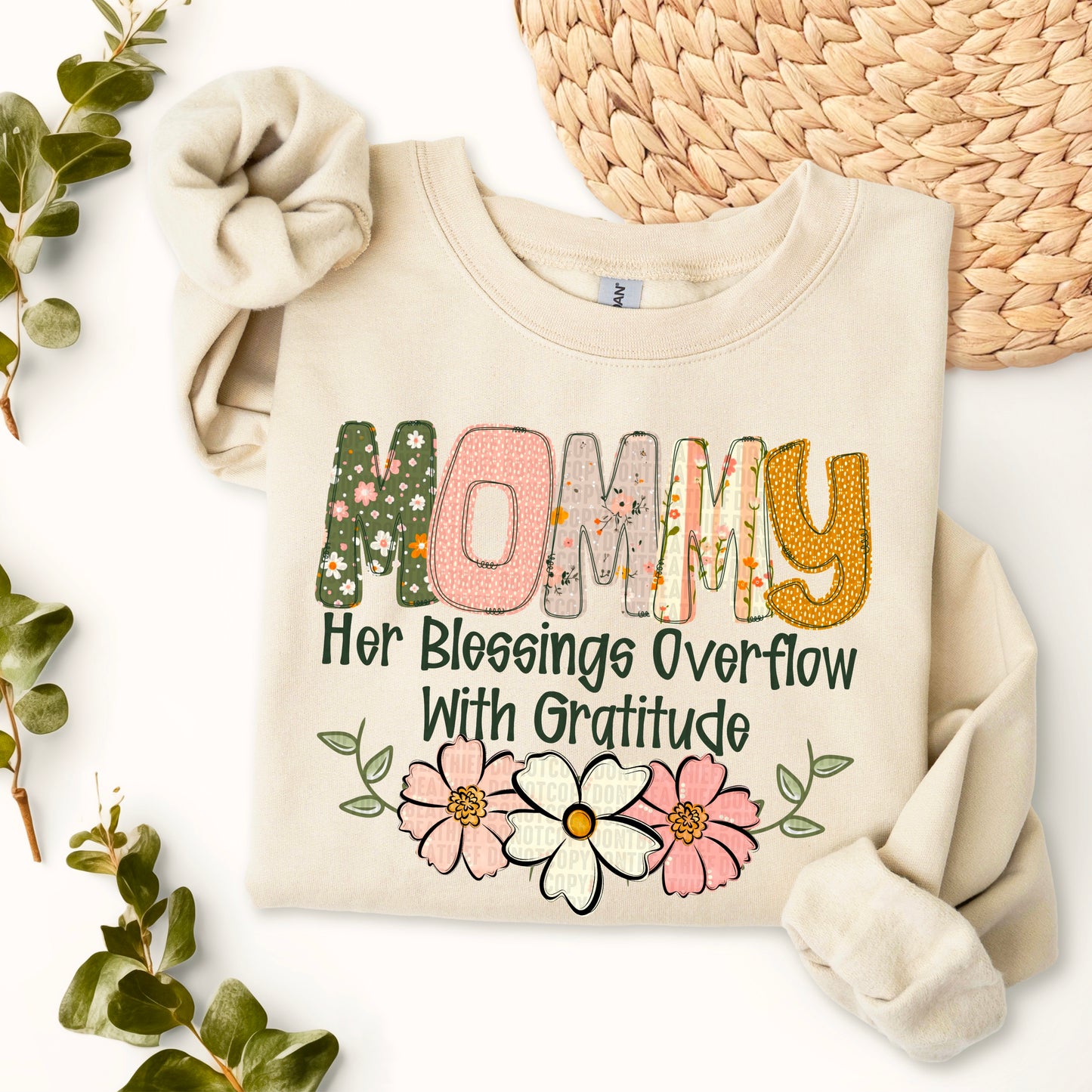 Her blessings overflow with gratitude- DTF Transfer
