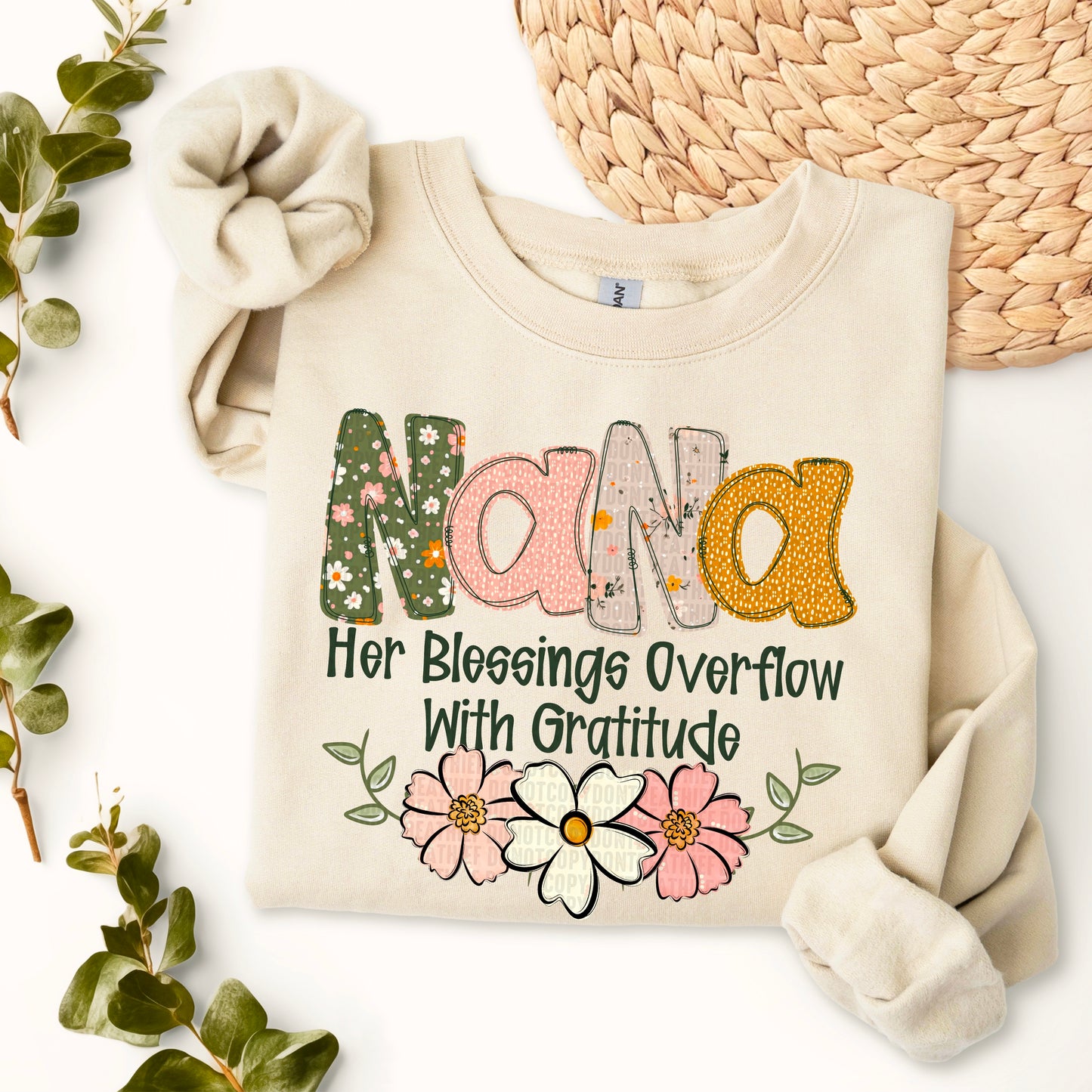 Her blessings overflow with gratitude- DTF Transfer