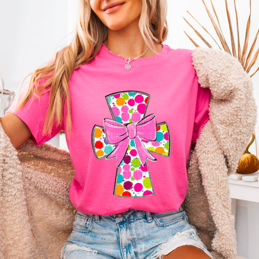 Dots Cross with Bow- DTF Transfer