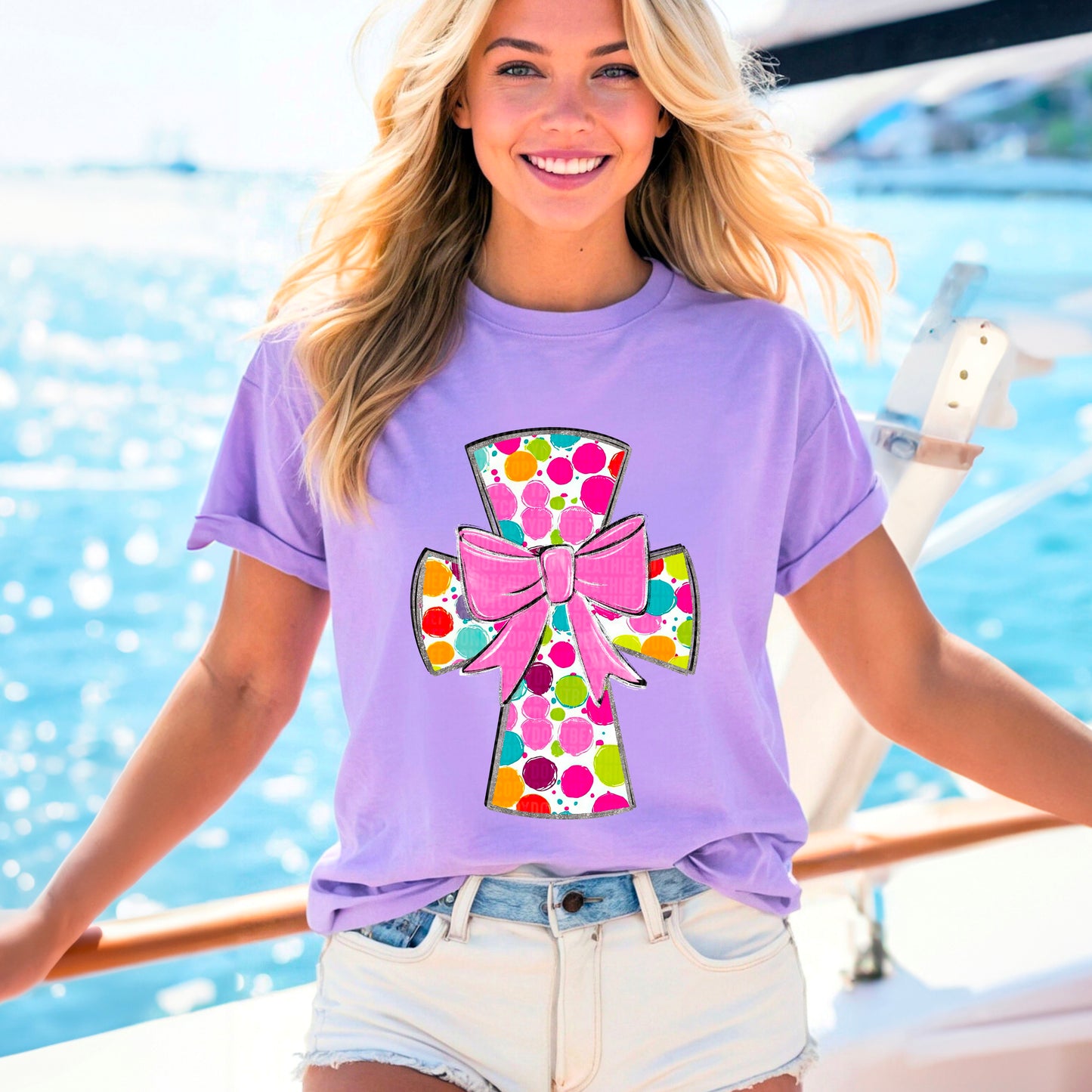 Dots Cross with Bow- DTF Transfer