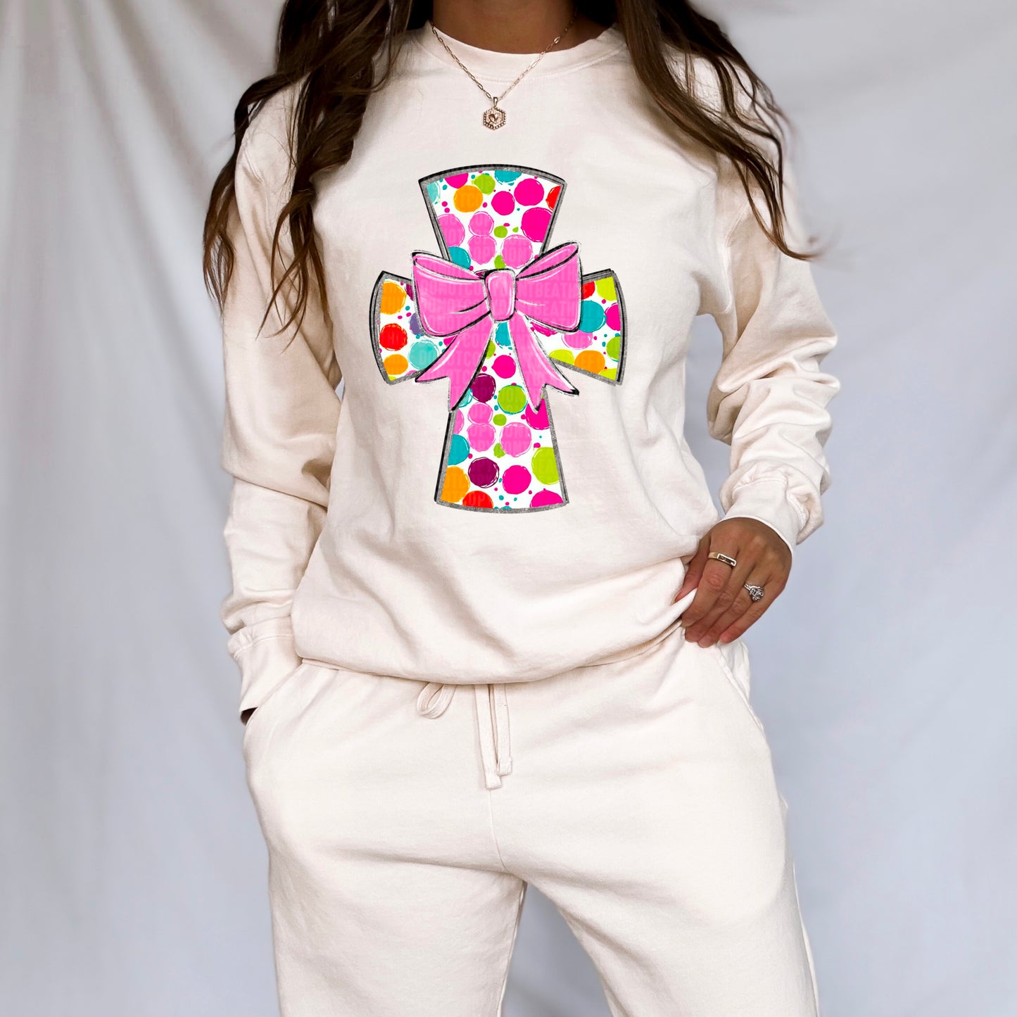 Dots Cross with Bow- DTF Transfer