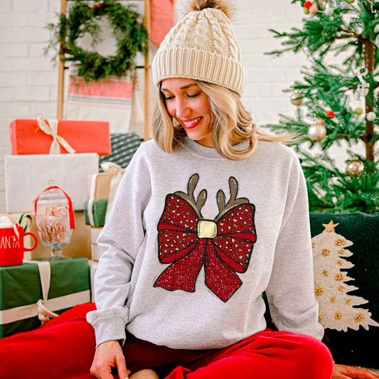 Reindeer Christmas Bow-DTF Transfer