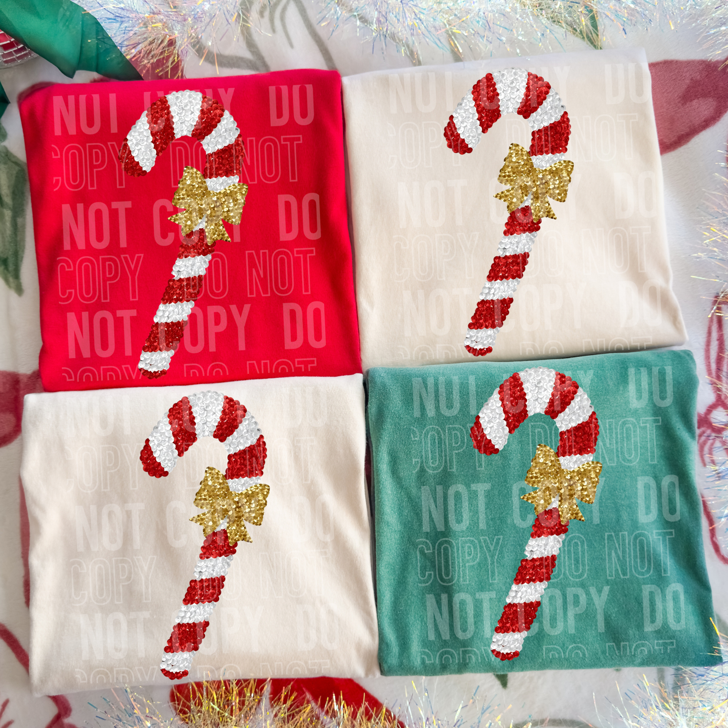 Sequin candy cane- DTF Transfer