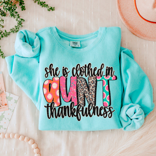 She is clothed in _______ thankfulness-DTF Transfers