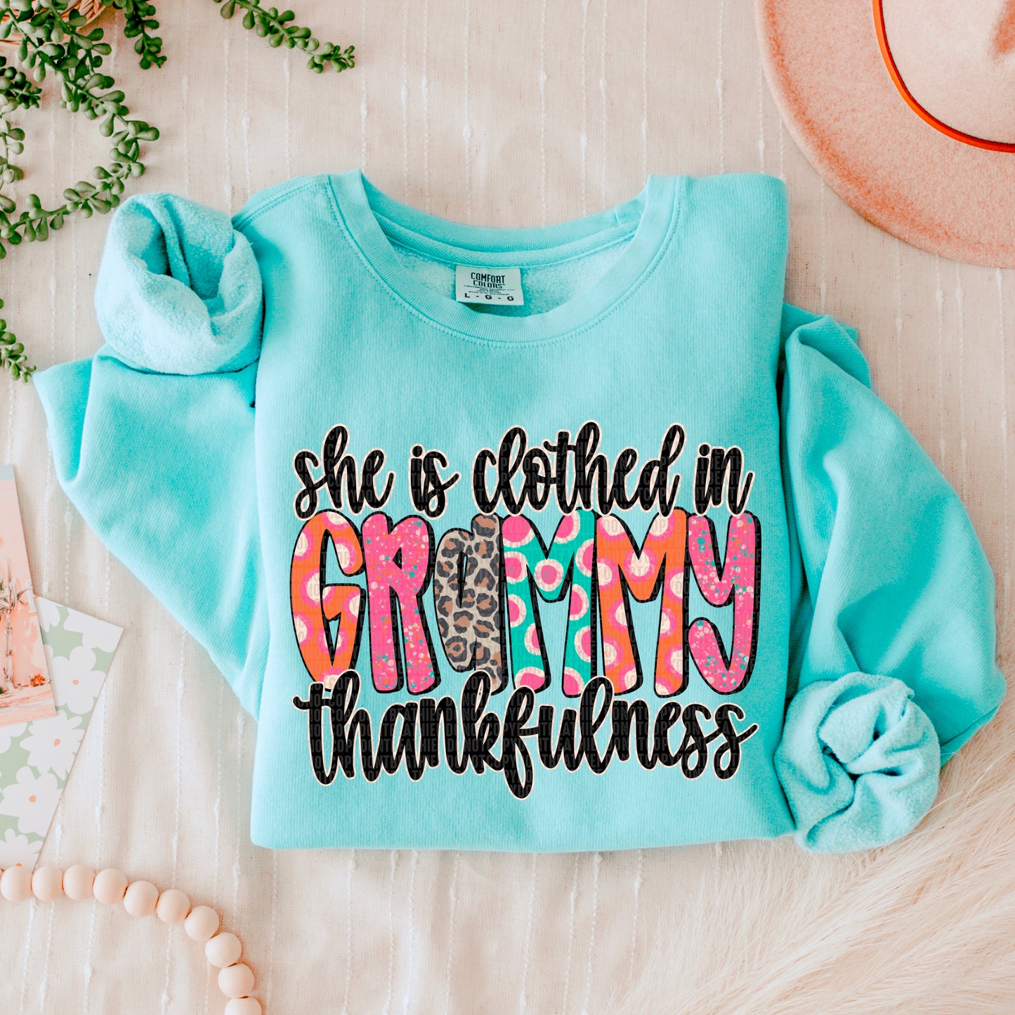 She is clothed in _______ thankfulness-DTF Transfers