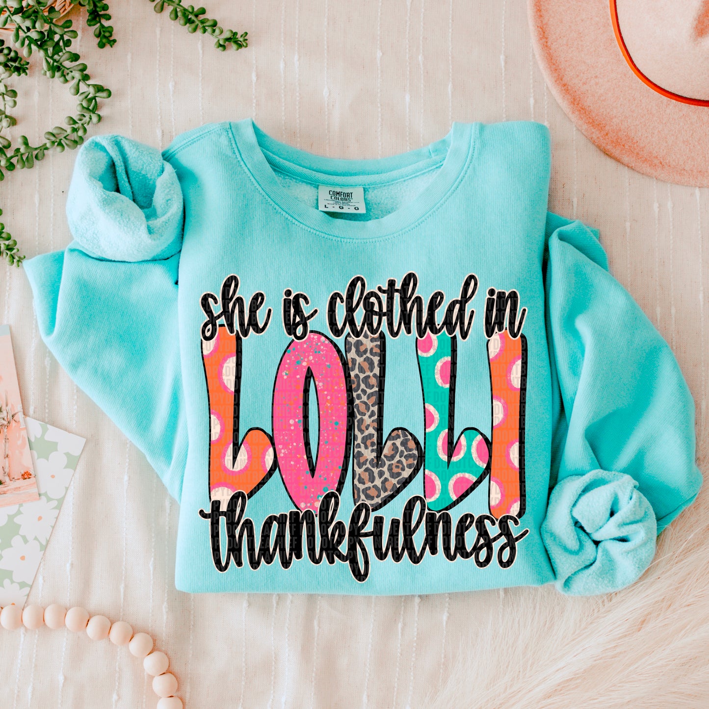 She is clothed in _______ thankfulness-DTF Transfers