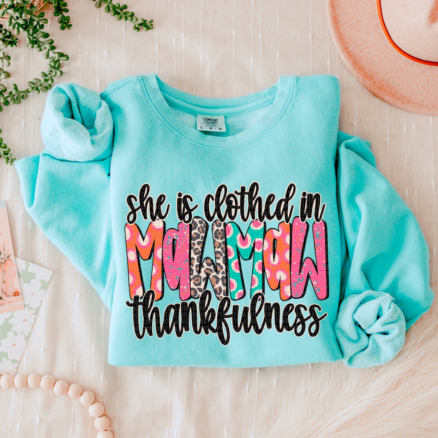 She is clothed in _______ thankfulness-DTF Transfers