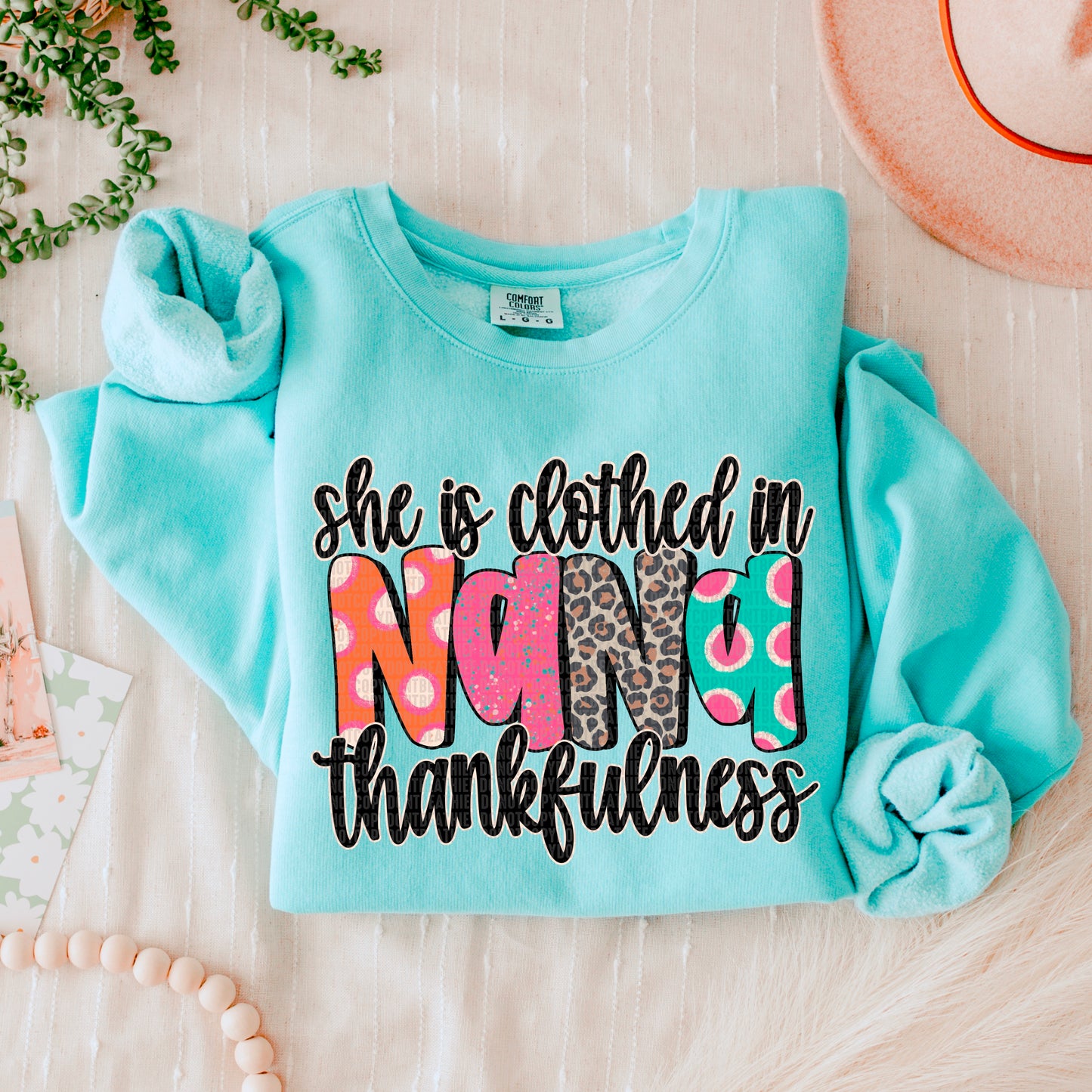 She is clothed in _______ thankfulness-DTF Transfers