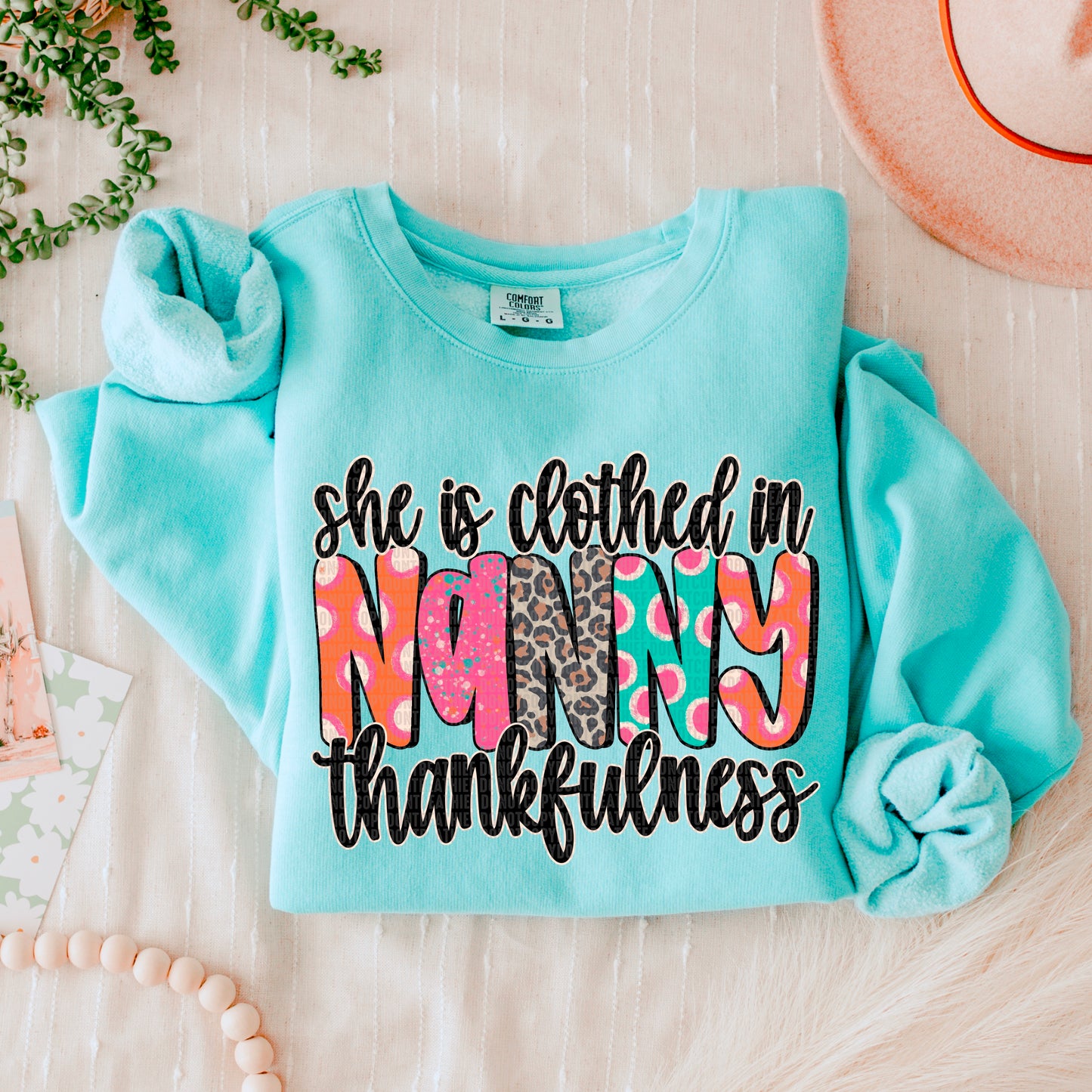 She is clothed in _______ thankfulness-DTF Transfers