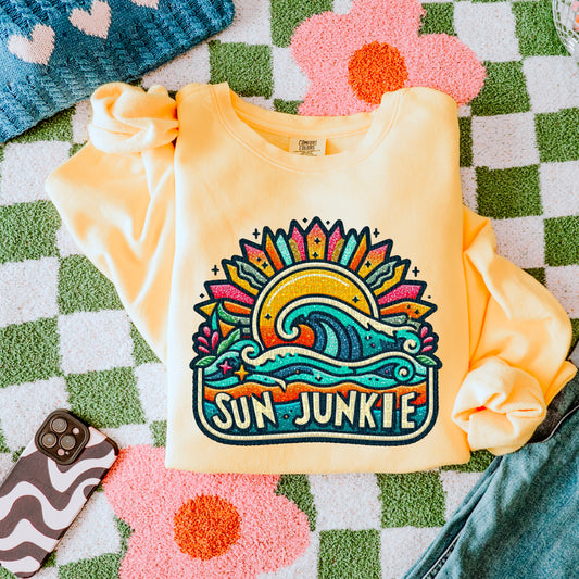 Faux Rhinestone Sun Junkie-DTF Transfers