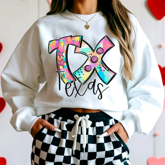 Texas-50 States Neon Splashes-Sweatshirt/Gildan