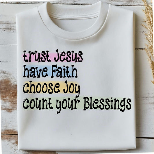 Trust Jesus Have Faith Ch…Joy Count Your Blessings RC - Bella Canvas