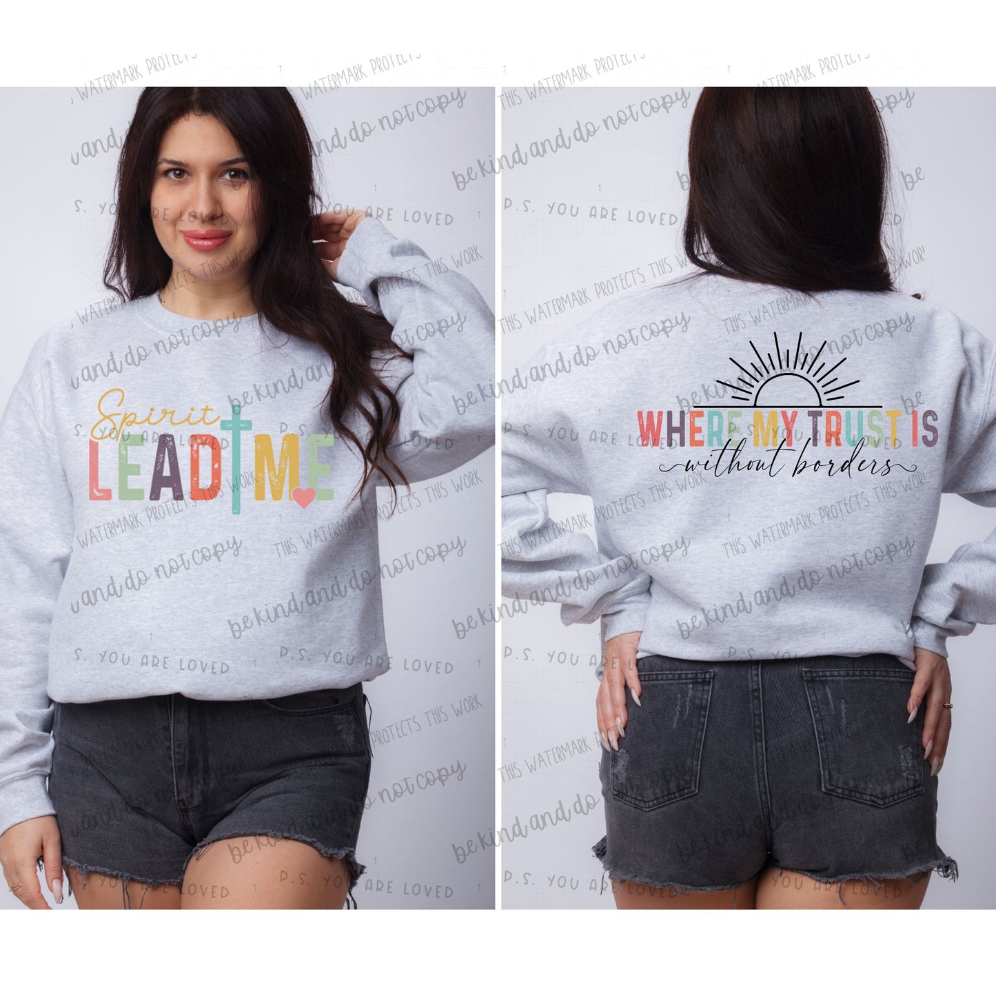 Spirit Lead me Trust is without borders- full front & back- SET-dtf transfer