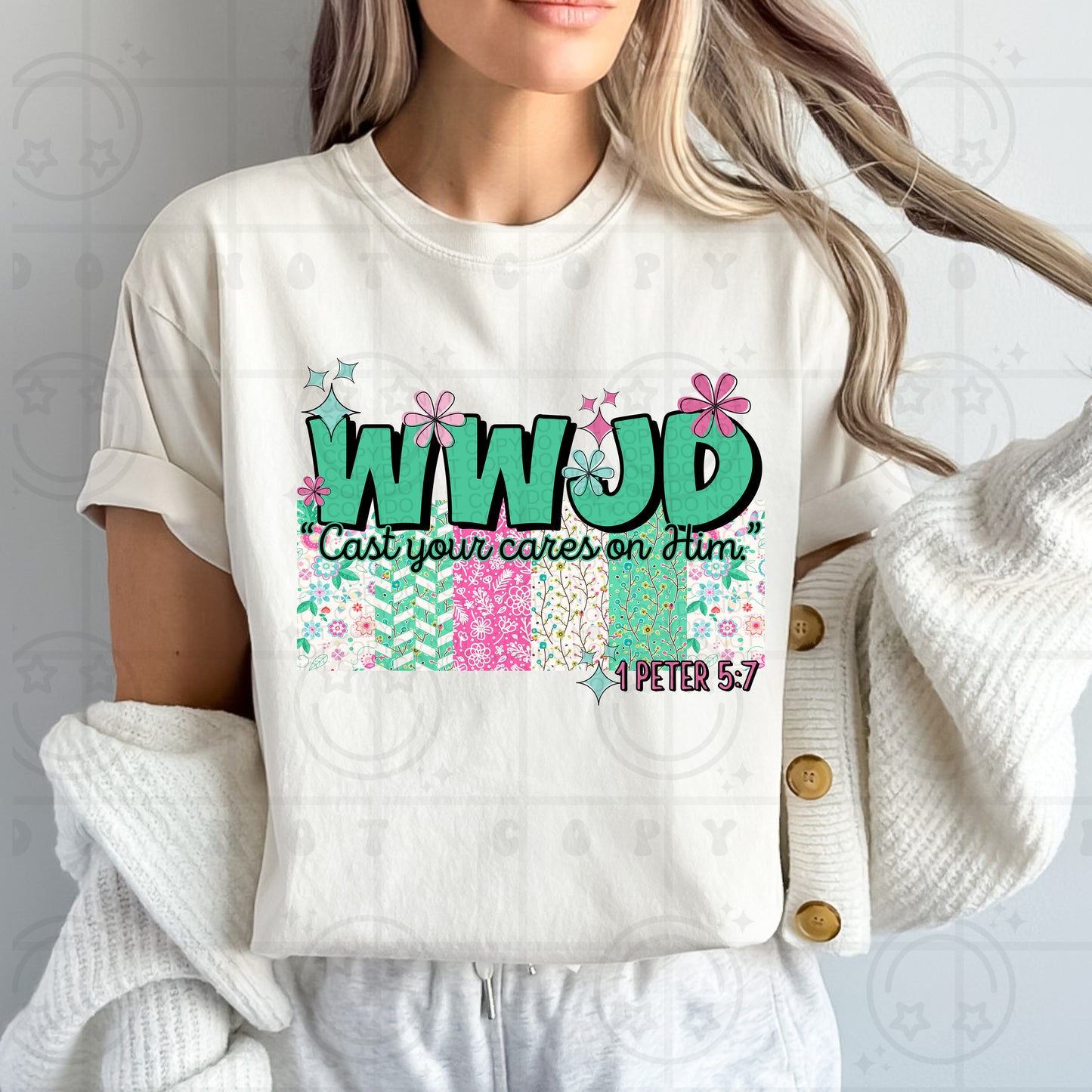 WWJD-Cast your cares onto Him-DTF Transfer