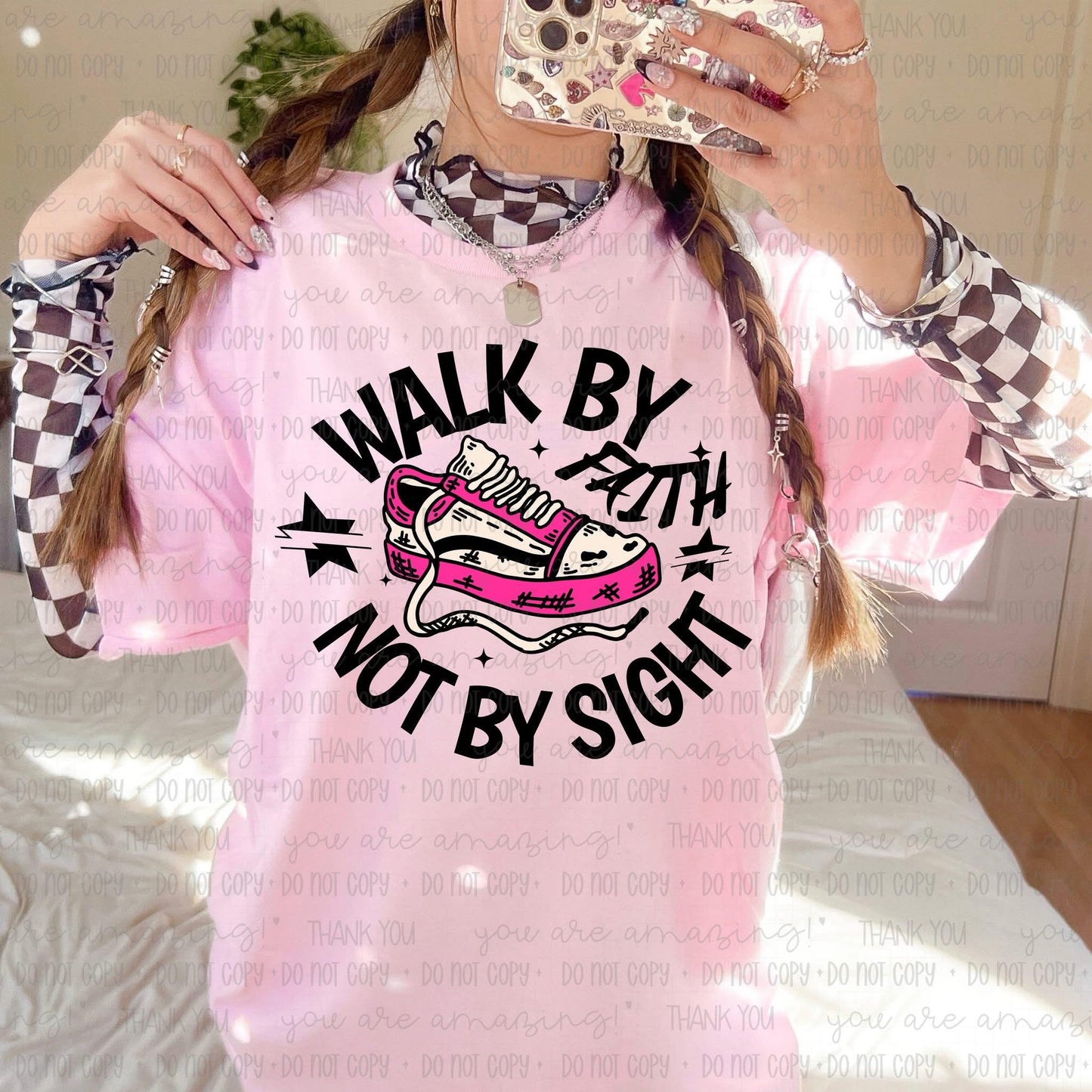 Walk By Faith Not By Sight Pink RC - DTF Transfer