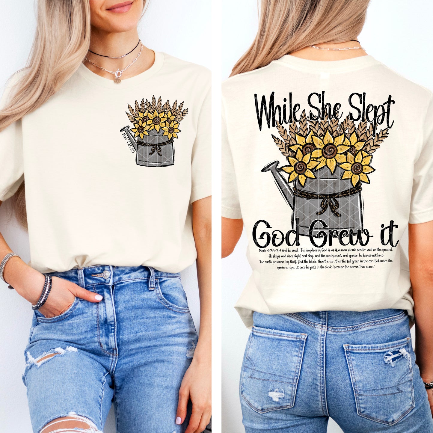 While she slept God grew it-SET-DTF Transfer