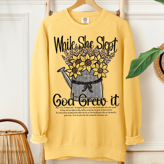 While she slept God grew it- DTF Transfer