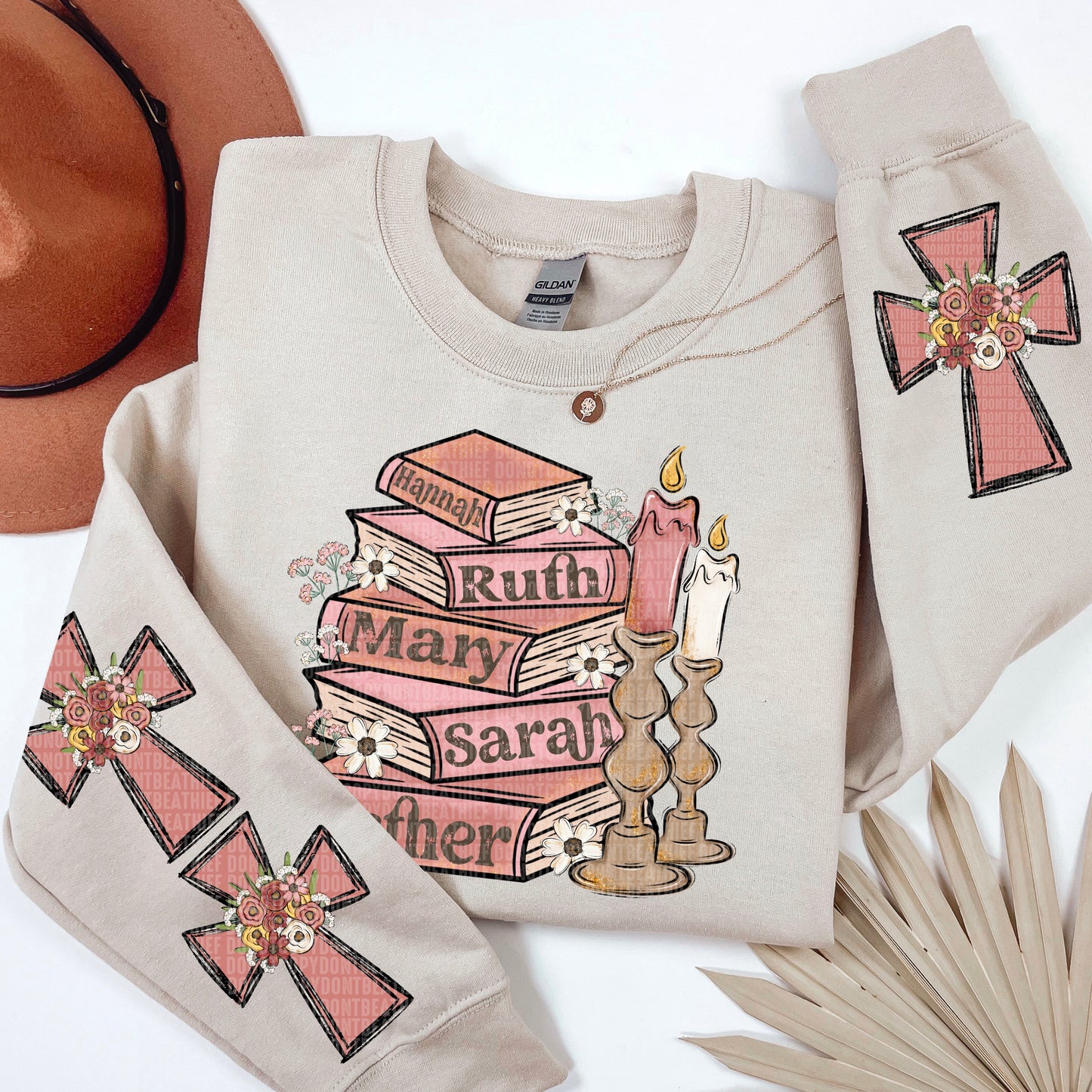 woman of the bible book stack- Completed Sweatshirt
