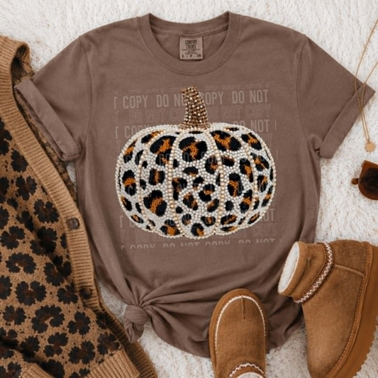 Leopard Pumpkin Faux Rhinestone - DTF Transfer