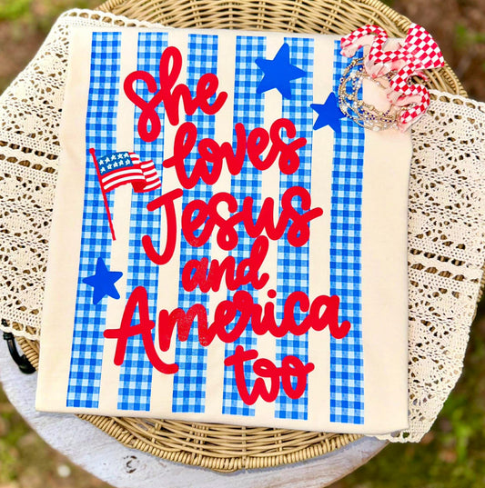 She loves Jesus and America too- DTF Transfer
