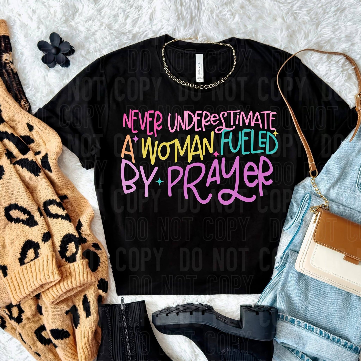 Never underestimate a woman fueled by prayer- DTF Transfer
