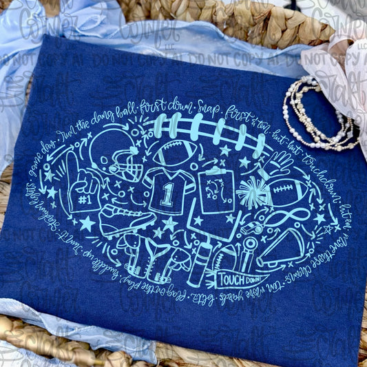 Football - Columbia Blue - DTF Transfer